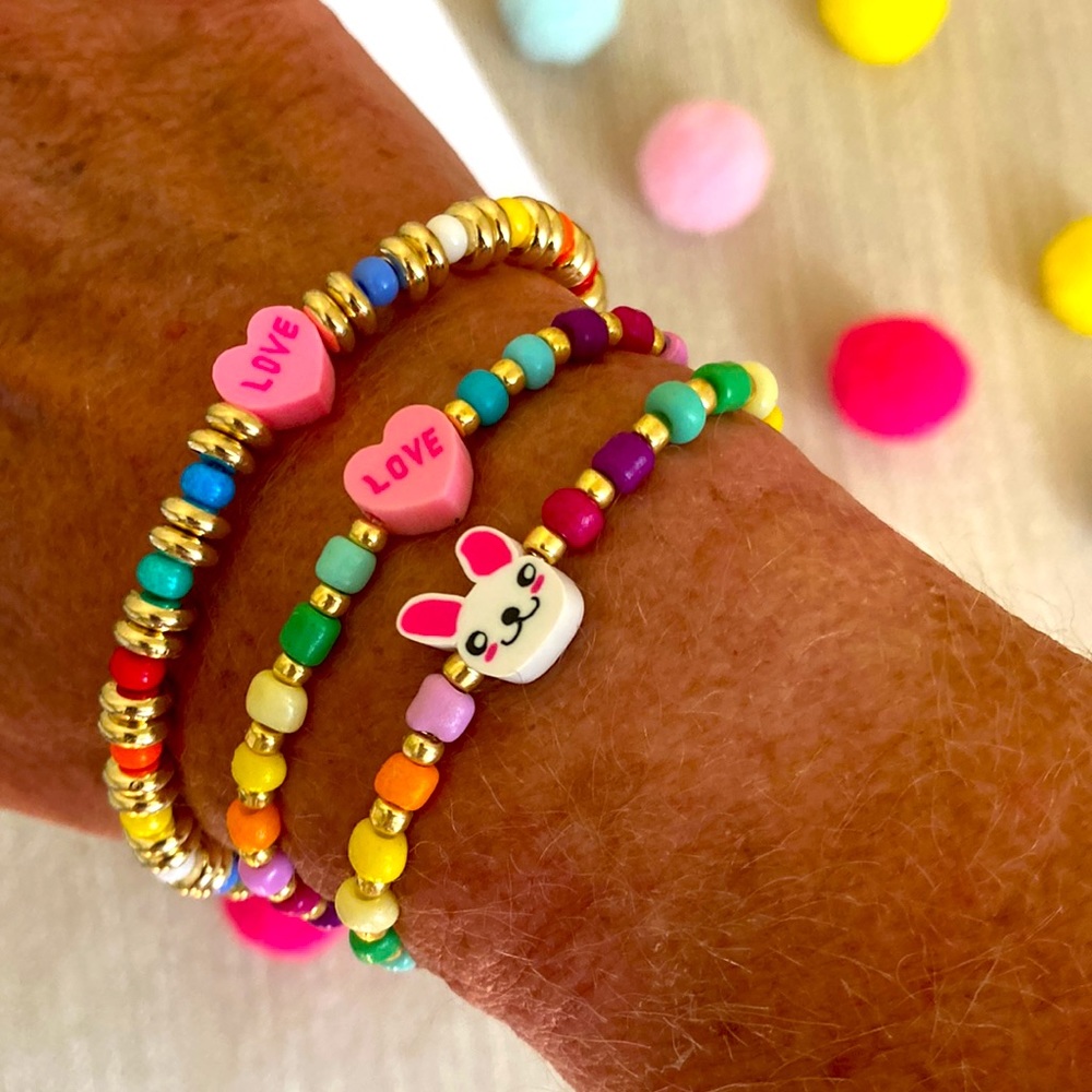 New Super Cute Summer Fun Colorful Gold Love Bracelet